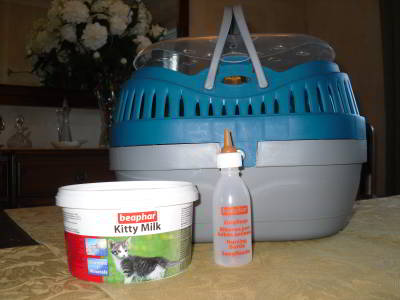 cage, milk, feed bottle